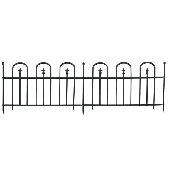 Sunnydaze Strasbourg 30.5" x 37.5" Black Steel Decorative Garden Fence Panels (2 Count)