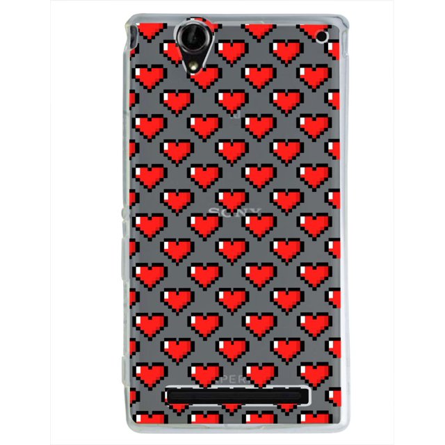 Funda Para Sony T2 Ultra Corazones Pixel, Uso Rudo, InstaCase Protector para Sony T2 Ultra Antigolpes, Case Corazones Pixel