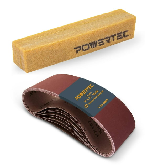 Cintas de lijado POWERTEC de 120 granos de óxido de aluminio, 3 x 21 pulgadas