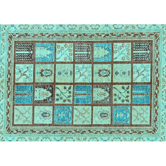Ahgly Company Indoor Rectangle Abstract Light Blue Modern Area Rugs, 2' x 3'