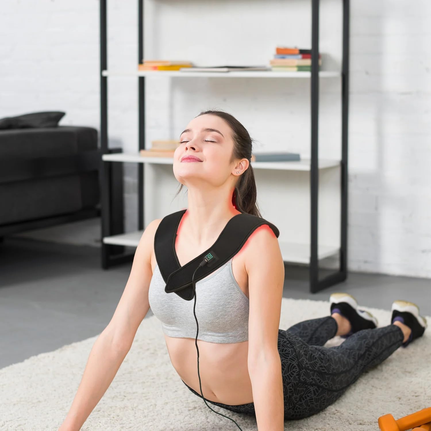 Wearable Red & Infrared Light Pad with Shoulder Contour, Large Comfort Belt for Back