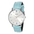 thumbnail image 2 of Reloj de pulsera Casio Dress LTP-VT01 de cuerpo color plateado, analógico, para mujer, fondo plateado, con correa de cuero color celeste, agujas color plateado, dial azul, bisel color plateado y, 2 of 8