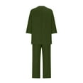 thumbnail image 4 of Linen Outfits Women 2 Piece Casual Summer Plus Size 3/4 Sleeve Tops & Wide Leg Pants Matching Sets, 4 of 8
