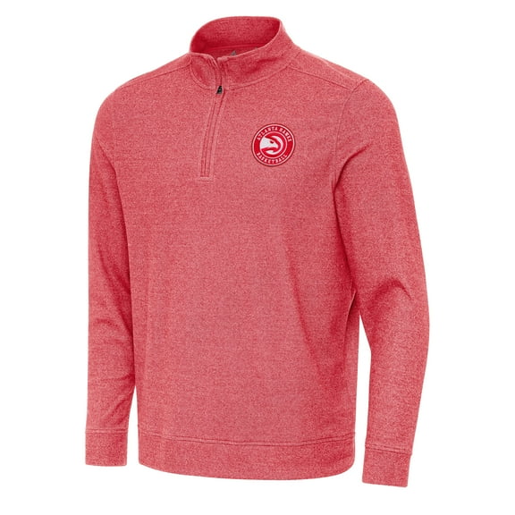 Men's Antigua Heather Red Atlanta Hawks Subtle Quarter-Zip Sweatshirt