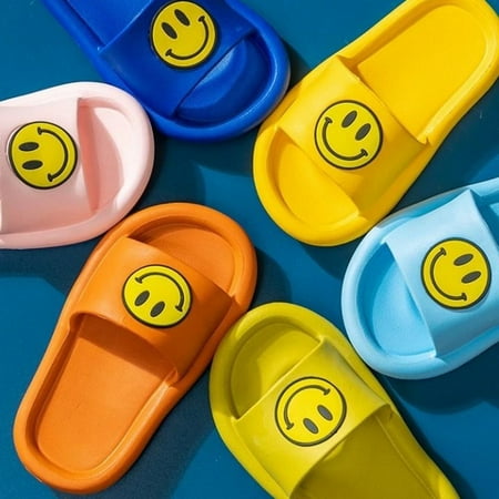 

Summer Slippers for Child Babt Smiley Face Plush Cotton Couple Slippers Comfort Indoor Outdoor Cozy Trendy Slip-On Slipper