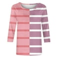 thumbnail image 4 of Scyoekwg 3/4 Sleeve T Shirts for Women Round Neck Three-quarter Sleeve T Shirts Lightweight Striped Print Graphic Tee Comfy Blouse (Pink,XL), 4 of 5