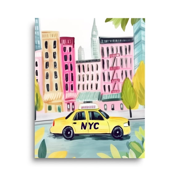Nyc Taxi Print, Manhattan Cityscape Wall Art, Yellow Cab Poster, Urban Travel Decor, New York City Artwork, Big Apple Home Decor #3747, Unframed Poster Size 8x12