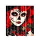 thumbnail image 1 of Cortina de ducha decorativa para baño con 12 ganchos, diseño de calavera Flores del cráneo, 1 of 4