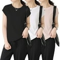 thumbnail image 2 of Yubnlvae 3-Pack Modal Basic Tees - Women's Soft Crew Neck Short Sleeve Shirts (Breathable Everyday Wear | Lightweight Comfort) (A | L), 2 of 9