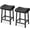 Black, variant on Set of 2 Counter Height Bar Stools, 24" Backless Saddle Seats, Upholstered PU Leather Padded Curved Cushion, Metal Legs w/ Footrest, Easy Assembly