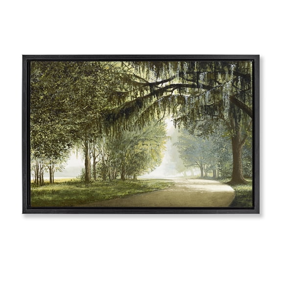 Stupell Industries Transitional Tree Canopy over Path Black Floating Frame Canvas Art, 25 x 17, by Bruce Nawrocke