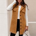 thumbnail image 5 of larppty Womens Warm Sherpa Fleece Sleeveless Button Down Long Vest Sherpa Jackets Coat Outerwear (Gold, XL), 5 of 5
