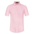 thumbnail image 1 of Lars Amadeus Camisa De Vestir Para Hombre, Ajuste Regular, Manga Corta, Con Botones, Para Baile De Graduación, Camisa Sólida Rosa S Unique Bargains Camisa, 1 of 6