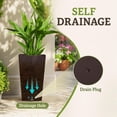 thumbnail image 5 of Outsunny Set of 3 Tall Planters, 24" Rattan-Style Outdoor Flower Pots with Drainage Hole and Plug, PP Plastic Plant Pots for Indoor Outdoor Use, Brown, 5 of 10