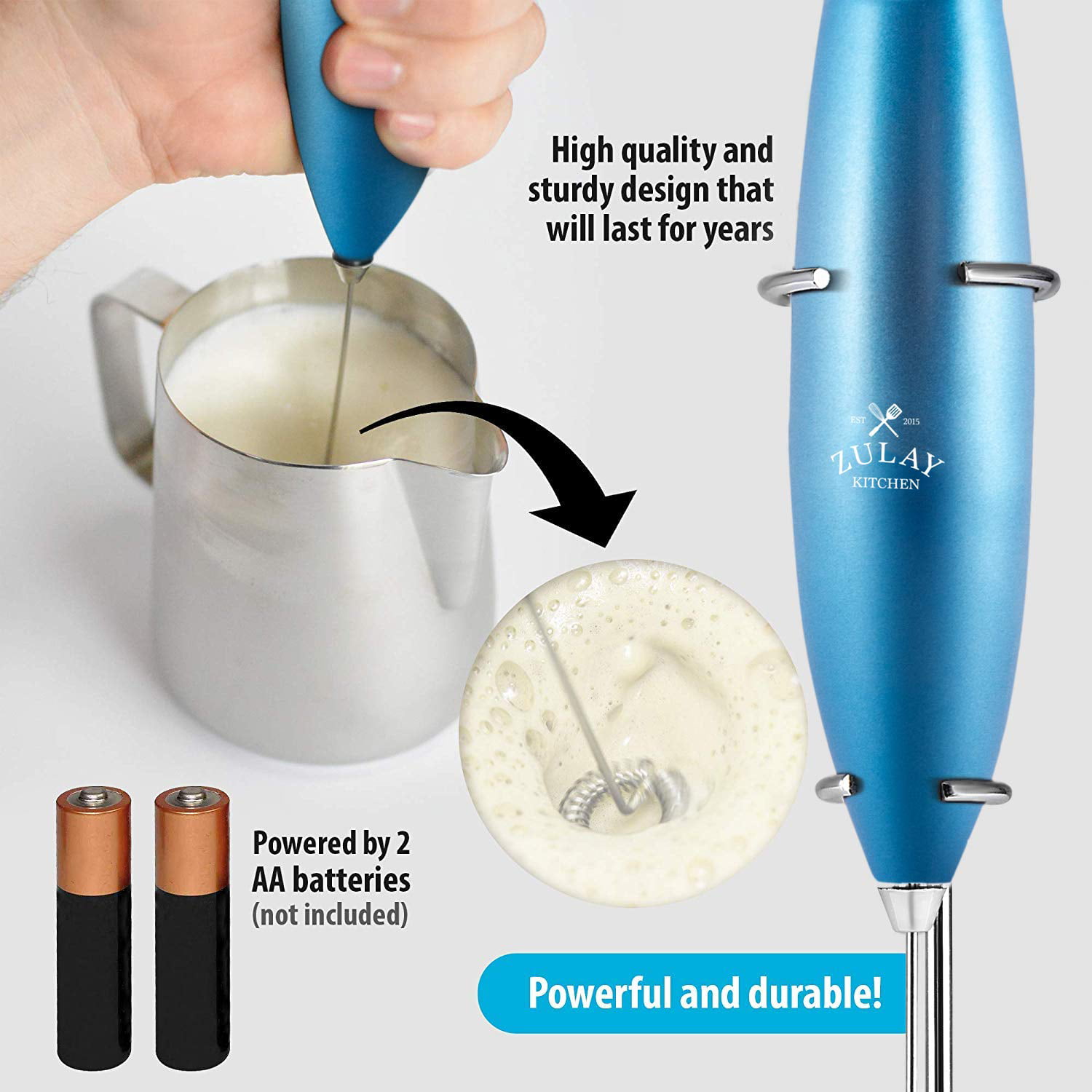 Zulay FrothMate Powerful Milk Frother for Coffee - Portable & Compact  Handheld Foam Maker for Lattes, Cappuccinos, Matcha, Hot Chocolate - Milk  Foamer