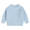 thumbnail image 6 of Bnwani Boys Christmas Sweater Light Blue Size 4-5 Years Winter Toddler Boys Girls Solid Color Cute Thick Loose Keep Warm Sweater, 6 of 6
