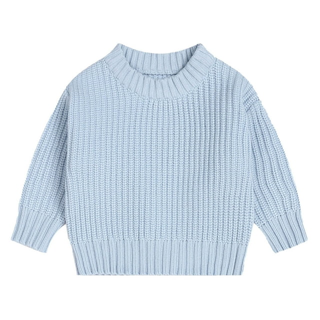 LOVZFMLL Sweaters for Boys Girls, Crew Neck Ribbed Pullover Solid Color, Casual Oversized Cozy Essential Fall Clothes Warm Winter Tops Newborn Boys Girls Clothes for 9-12 Months