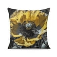 thumbnail image 3 of Yellow Gray Black Decorative Floral Throw Pillow Covers 18 X 18 Inch, Set Of 2, Linen Study Sofa Cushion Cover Indoor Living Room Home Decor, 3 of 7