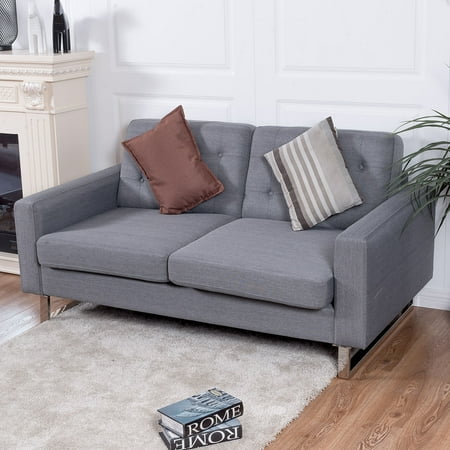 Oak Upholstered Loveseat - Costway 2 Seat Sofa Couch Loveseat Fabric Upholstered Tufted Living Room Furniture Gray