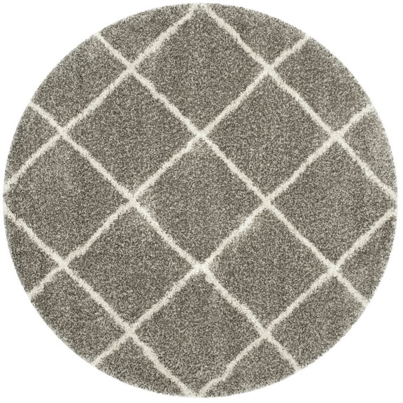 SAFAVIEH Hudson Amias Geometric Shag Area Rug, Grey/Ivory, 7' x 7' Round