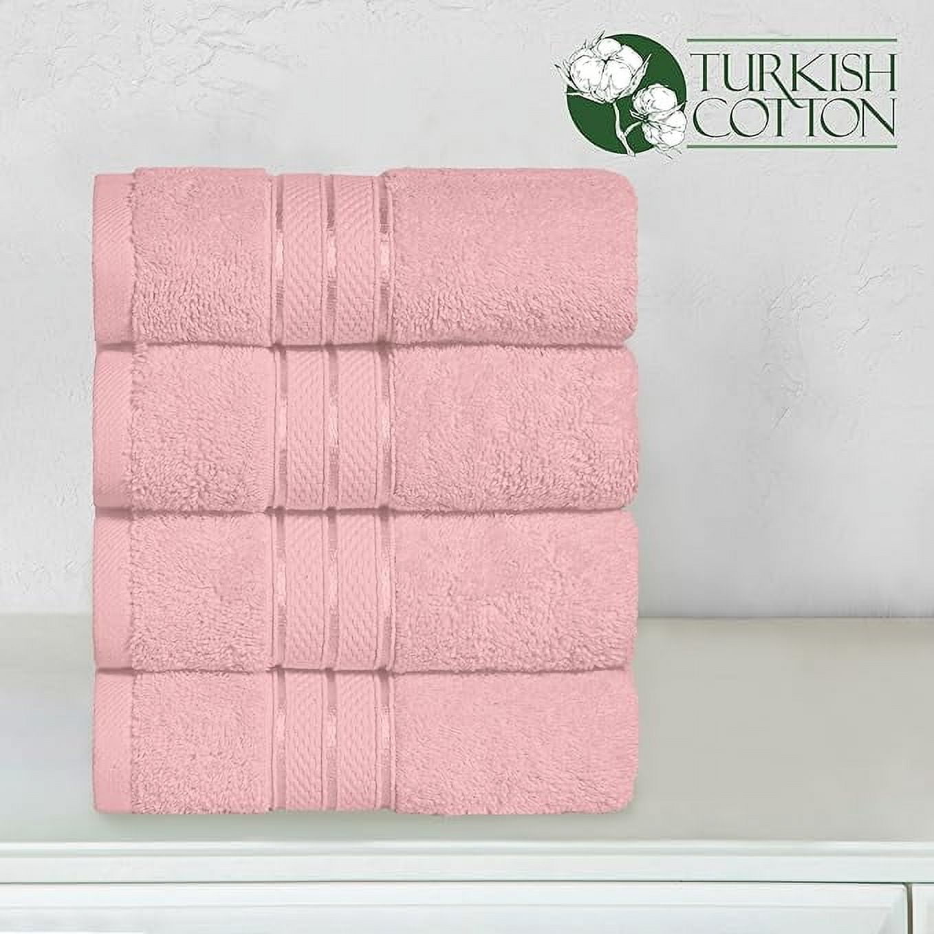 Elegant Comfort Turkish Cotton Hand Towel Set, 4-Pack, 16" x 28", Highly Absorbent - Soft Bathroom Towels, Dusty Rose