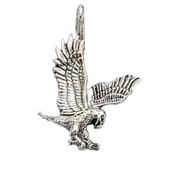 Sterling Silver 16" .8mm Box Chain Small Flying Eagle Pendant Necklace