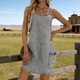 thumbnail image 2 of jtjvou Women's Sleeveless Denim Overall Dress Casual Vintage Loose Fit Mini Dress with Pockets Gray M, 2 of 7