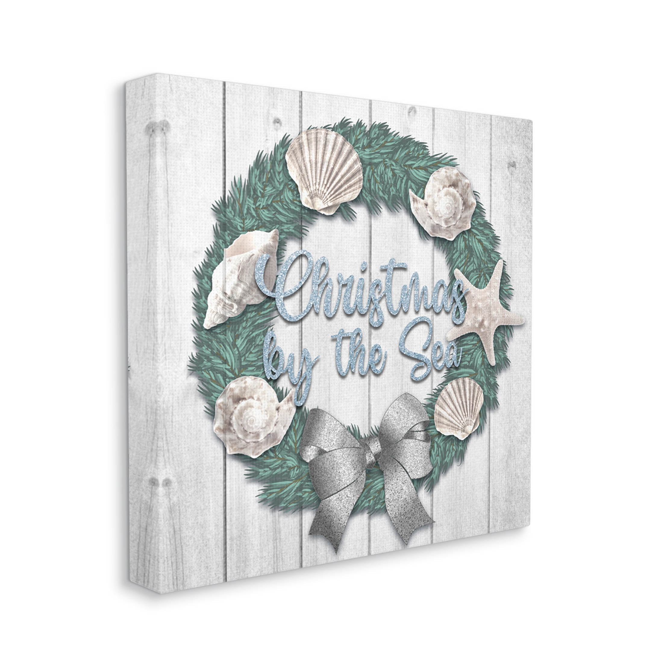 Stupell Industries Christmas By The Sea Nautical Wreath Graphic Art Gallery Wrapped Canvas Print Wall Art, Design by Marcus Prime