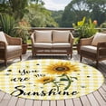 thumbnail image 4 of Sunflowers Round Area Rug 5Ft Washable Circle Rugs for Living Room Bedroom, Spring Summer Bees Floral Yellow Plaid Non-Slip Carpet Floor Mats Indoor Outdoor Carpet Runner Aesthetic Home Decor, 4 of 8