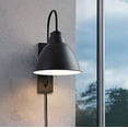 thumbnail image 3 of FSLiving Waterproof Outdoor Patio Wall Sconce 5.9Ft UL Plug-in Button Waterproof Cord E26 Base Black Metal Wall Lighting Retro Industrial Lamp for Fence Front Door Garden Yard (No Bulb) - 1 Light, 3 of 5