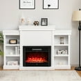 thumbnail image 3 of Gymax 70'' Fireplace TV Stand Media W/ 28.5'' 750W/1500W Electric Fireplace White, 3 of 10