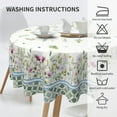 thumbnail image 5 of Vintage Spring Summer Floral Round Tablecloth 60 Inch Blue and Green Decor Spring Flowers Table Cloths Polyester Fabric Table Cover for Picnic Party Dining Room Home Indoor Outdoor, 5 of 6