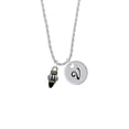 thumbnail image 2 of Delight Jewelry Two-tone Drop with Black Crystal Silvertone Script Initial Disc - V - Charm Necklace, 20"+3", 2 of 4
