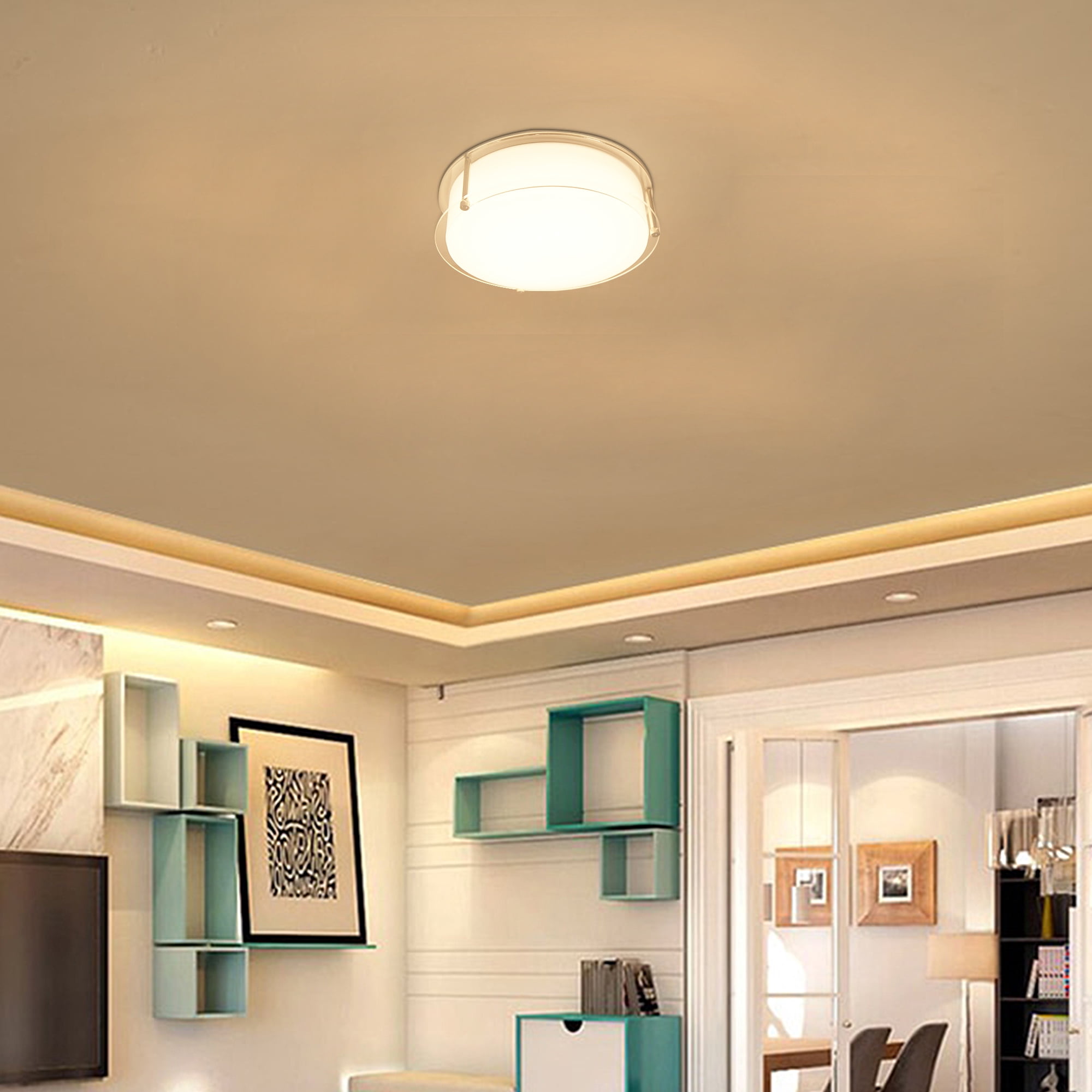 MingBright Flush Mount LED Ceiling Light Fixture, 10 inch 16W 1400 Lumens Ceiling Lamp, 3000K/4000K/5000K 3 Color Temperatures, cETL Certified for Kitchen, Hallway, Bedroom, Laundry