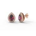 thumbnail image 2 of 1.60 Ct Pear Garnet 925 Sterling Silver Rose Vermeil Solitaire Halo Ring Pendant Earring Set Jewelry, 2 of 5