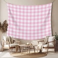 thumbnail image 2 of Pink Tapestry for Bedroom Wall Hanging Tapestry, Country French Rustic Buffalo Plaid Modern Art Ceiling Backdrop Tapestries Poster Blanket Wall Decor for Teens Room Living Room Dorm 59" x 79", 2 of 8