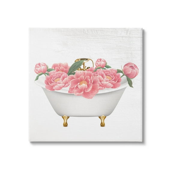 Budding Peony Vintage Tub Botanical & Floral Graphic Art Gallery Wrapped Canvas Print Wall Art