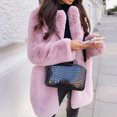 thumbnail image 2 of Women's Winter Faux Fur Coat - Long-Sleeve Lapel Solid Color Warm Outerwear, Pink, 4XL, 2 of 3