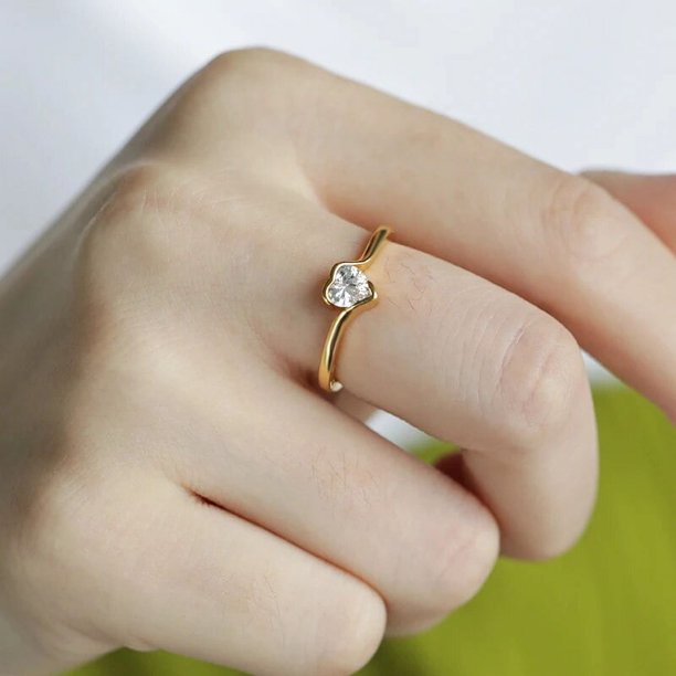 Anillo de corazón de moissanita a la moda para mujer, anillo de boda clásico Simple, amor eterno, regalo de joyería de pareja de San Valentín 2022