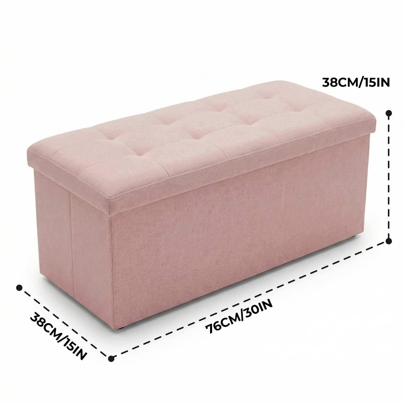 Alvantor Foldable Storage Ottoman Bench, Pink, 42 Gallon Capacity photo 2