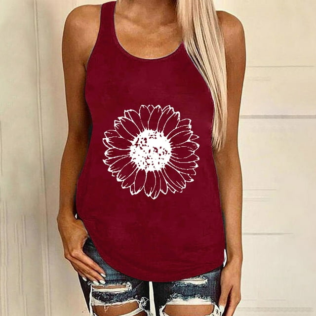 Fankiway Camisole pour Femme, Débardeur à Imprimé Amusant, Coupe Ajustée, Col Rond, Tunique Sans Manches, T-Shirt, Hauts pour Femmes, Liquidation, Camisoles pour Femmes