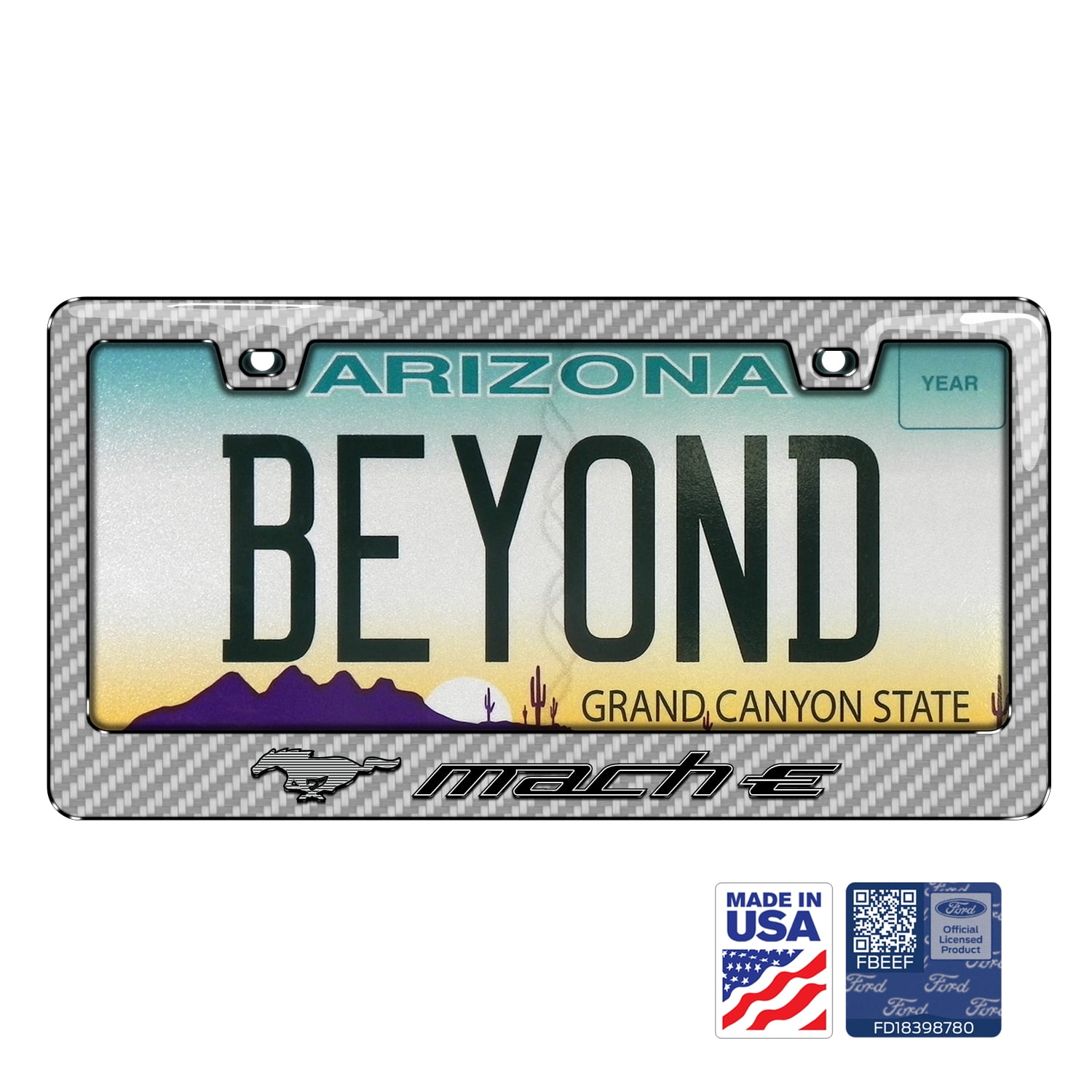 iPick Image for Ford Platinum in 3D on Silver Real 3K Carbon Fiber Finish ABS Plastic License Plate Frame, Official Licensed