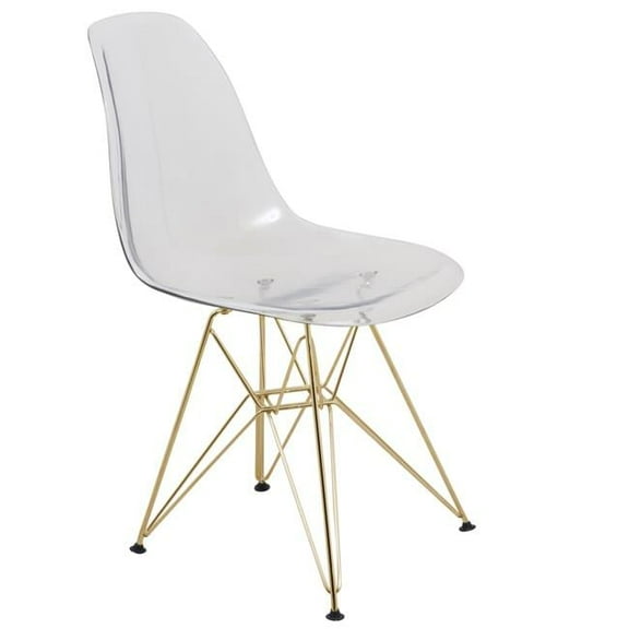 32 x 18.40 x 17 in. Cresco Molded Eiffel Side Chair with Gold Base, Clear