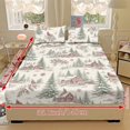 thumbnail image 5 of Aplkyhs Winter Cabin Print 3-Piece Bed Fitted Sheet Set with 2 Pillowcases Soft Breathable Wrinkle Resistant Machine Washable for Bedroom Guest Room All Season Use, 5 of 6