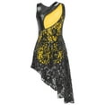 thumbnail image 2 of ZDHoor Kids Girls Lyrical Dance Dress Modern Ballet Costume Shiny Sequins Mesh High Low Skirt Yellow 14, 2 of 5