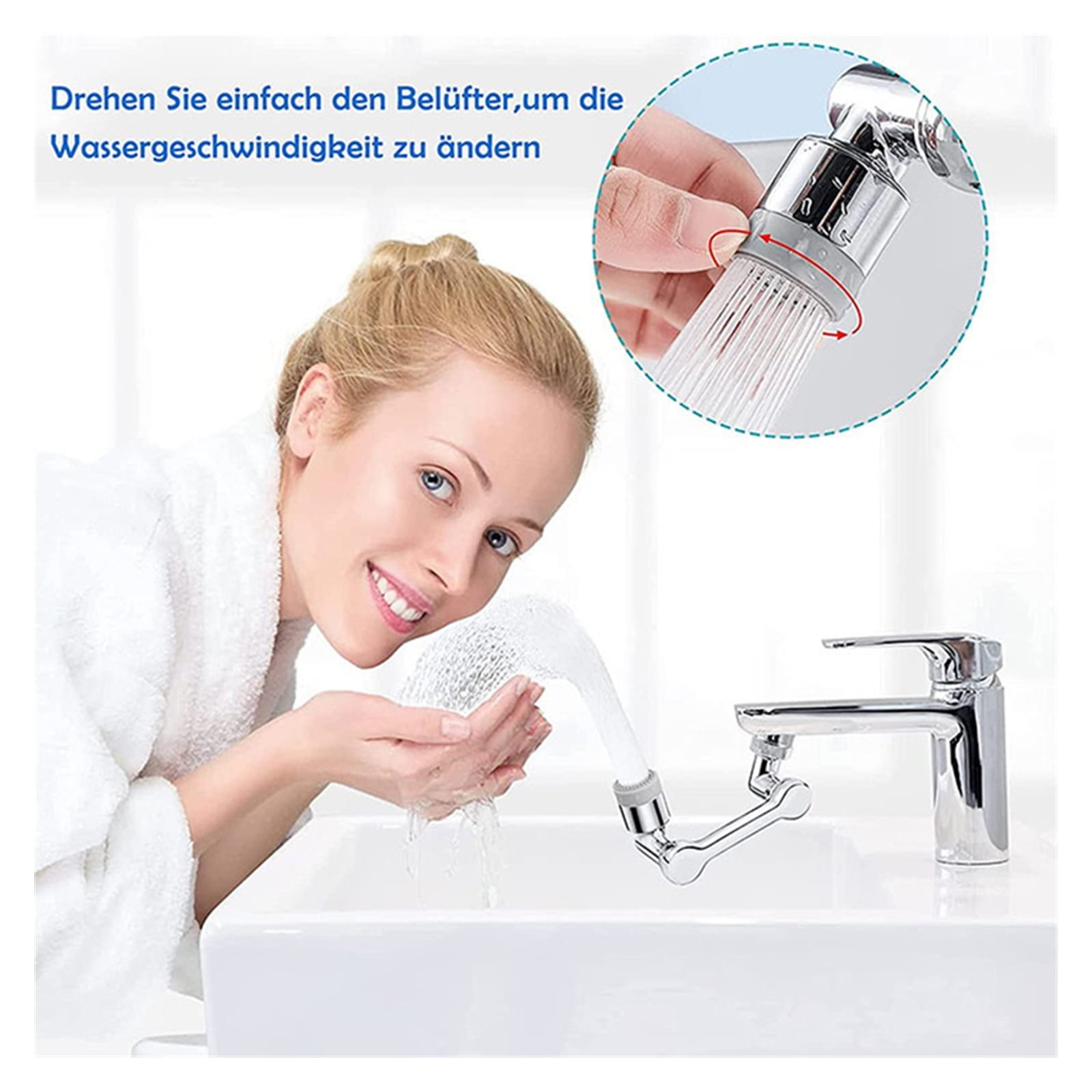 Universal 1080° Swivel Extender Faucet Aerator Splash Resistant Filter Kitchen Washbasin Faucet Aerator Nozzle Faucet Robot Arm ,Easy to Operate