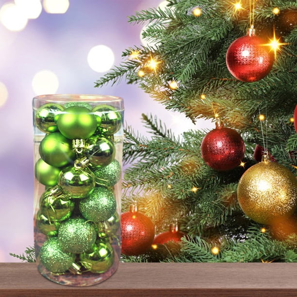 Adornos Navideños de Plástico con Purpurina de 6 Cm, 24 Unidades | Decoraciones Navideñas Irrompibles para Casa, Oficina, Hotel, Fiesta | Adornos Colgantes para Árbol, Centro de Mesa, Barandilla