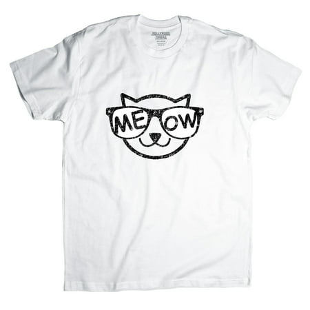 Trendy Cat Wearing Glasses With Meow - Cute Men's T-Shirt