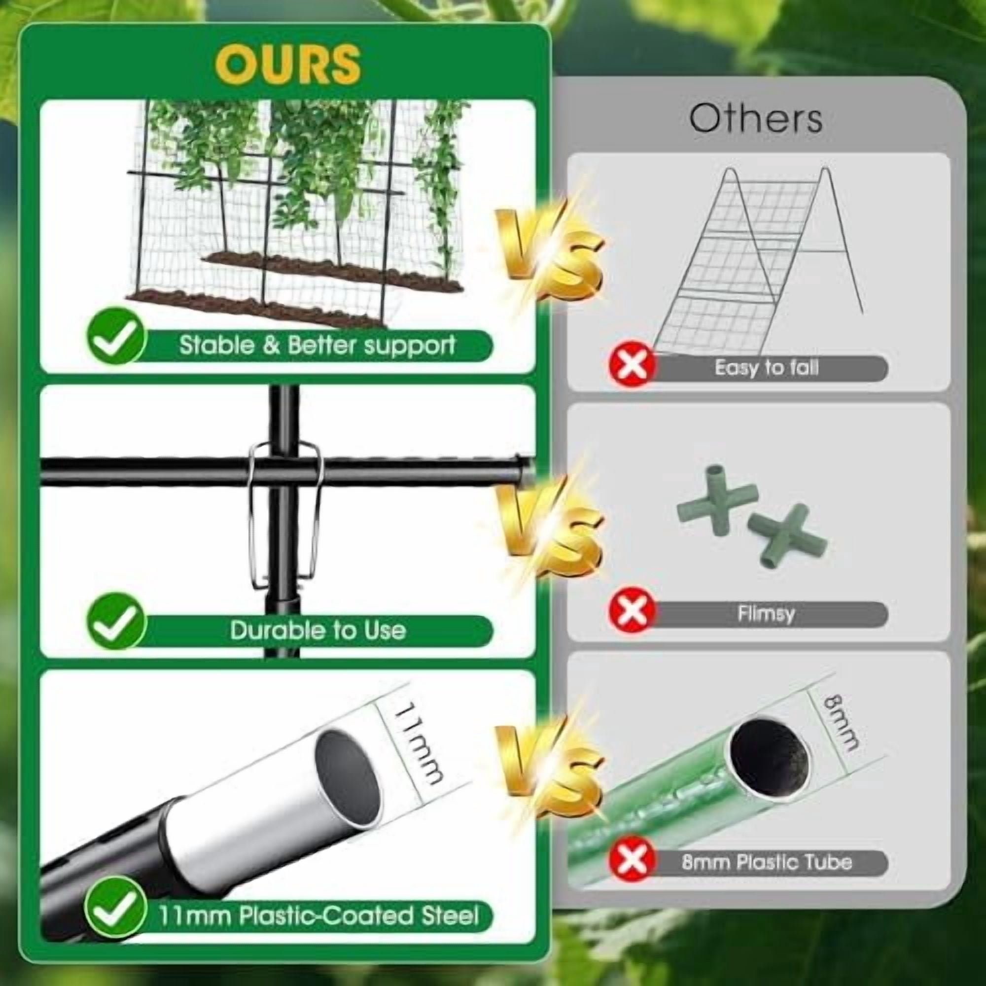 Cucumber Trellis for Raised Bed and Garden, 47" H x 47" W U-Shaped Metal Garden Trellis for Climbing Plants with Nylon Netting, Vegetable Support Frame