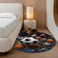 thumbnail image 3 of Sports Round Area Rug 3 FT, Small Kitchen Bathroom Mat, Football Basketball Baseball Ball Games Washable Indoor Outdoor Throw Runner Carpet Non-Shedding Doormat for Table Shower Sofa Entryway, 3 of 9